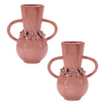 Floral Detail Stoneware Vase Set 8" H Tabletop Accent Design by Melrose