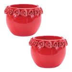 Container Set  Pink Stoneware Rounded – 5.25" H Decorative Container Design by Melrose