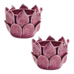 Purple Stoneware Rounded Container Set 4" H Decorative Container Design by Melrose