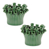 Container Set – Stoneware Flower Accent – 5" H Green Table Decor Melrose