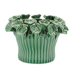 Stoneware Bud Vases with Floral Accent Set of 2 - 4.5″H Green Decorative Containers by Melrose