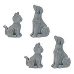 Gray Decorative Dog and Cat Statues Modern Home Decor 5.5" & 7" H Design  by Melrose