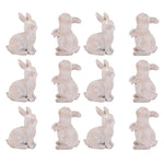 Modern Mini Bunny Figurines Beige & White Polyresin – 3.5" & 3.75" H – Design by Melrose
