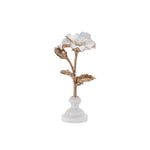 Ceramic Floral Stem Sculptures Set of 3 - 17.75″H White & Gold Tabletop Decor by Melrose