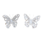 White Washed Butterfly Sculpture Set – 5.5"H – Polyresin & Metal Design by Melrose