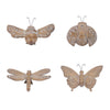 Set of four decorative insects on a white background