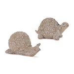 Decorative Turtle & Snail Figurines – Earthy Tones 4"H – Set of 2 Design by Melrose