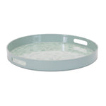 Plastic Round Tray with Mushroom & Floral Design – 13.5"D Design by Melrose