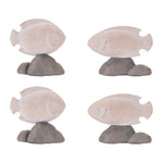Fish on Rock Decor Set of 4, 5.75" Tall Resin Coastal Accent by Melrose