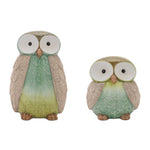 Terra Cotta Owl Figurines Set of 2 - 10″H Green & Blue Ombre Tabletop Decor by Melrose