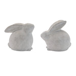 Rabbit Figurine Set Distressed Resin 5.25"H and 5.75"H for Shelf and Table Decor by Melrose
