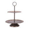 Gold bronze tiered metal tray with ornate trim