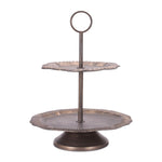 Tiered Metal Tray Gold and Bronze Two Tier Display Stand 23" H by Melrose