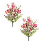 Faux Daisy Floral Bush Set of 2 Pink Green Stems 21" H Indoor Accent by Melrose