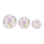 LED Floral Decorative Globe Set of 3 – Frosted Glass 6.75" H Tabletop Accent by Melrose