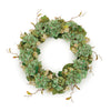 Hydrangea and sedum wreath indoor decor