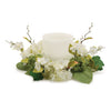 Faux hydrangea candle ring designed to fit a 4 inch pillar candle