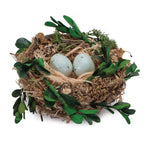 Bird Nest Decorative Accent 3"H Brown Green Twig Grass Natural Farmhouse Style (Set of 12) By Melrose