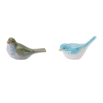Bird Figurine Decorative Accent 3.5"H Blue Green Stoneware Farmhouse Indoor Style (Set of 6) By Melrose