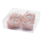 Mini Nest with Eggs Decorative Accent 2.25"D Brown Blue Twig Raffia Farmhouse Style (Set of 8) By Melrose