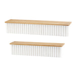 Wall Shelf Decorative Floating Set 22"L White Brown MDF (Set of 2) By Melrose
