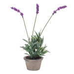Potted Lavender 14.5"H, Purple Green Polyester Faux Plant in Cement Pot By Melrose