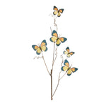 Butterfly Spray 28"H, Yellow and Blue Polyester Faux Floral Twigs with Wired Stems (Set of 4) By Melrose