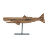 Set of 2 Whale Sculptures – Coastal Pine Wood Decor