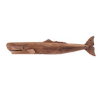 Whale Wall Decor 34"L Brown Pine Wood Metal Coastal Wall Art Set of 2 By Melrose