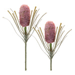 Artificial Protea Stem 28.7"H Red Green PE Plastic Iron Floral Stem Set of 2 By Melrose