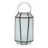 Frosted Glass Lantern – Black Iron Candle Holder