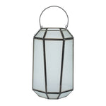 Decorative Lantern 10.9"H Black Glass Iron Frosted Candle Holder By Melrose