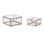 Decorative Glass Box 4.15"H Gold Brass Clear Storage Set of 2 By Melrose