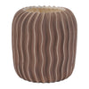 Modern Wavy Ribbed Ceramic Vase Duo – Brown and Beige Home Accent