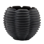 Black Ribbed Ceramic Bud Vase Set 5D, Modern Minimalist Decorative Accent Set of 2 By Melrose