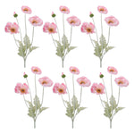 Faux Poppy Spray – 25"H – Pink Fabric Stems for Home Arrangements by Melrose