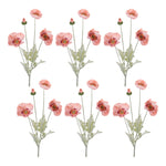 Poppy Stems Set – 25"H – 6 Bright Pink Faux Branches for Garlands and Wreaths by Melrose