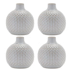 Contemporary Ceramic Vase 6"H – Gray Notched Design Set of 4 by Melrose