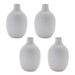 Notched Ceramic Vase – 9"H – Gray Decorative Accent Set of 4 by Melrose