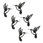 Metal Hummingbird Wall Accent Set of 6 6" H Black Decorative Hanging Art for Garden Walls by Melrose