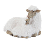 Furry Sheep with Lamb Figurine 11" H Polyresin Faux Fur Farmhouse Tabletop Decor by Melrose