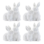 Ceramic Bunny Couple Figurines Set of 4 Mini Garden Accent – 4" H by Melrose
