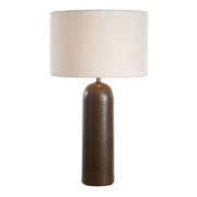 Uttermost 30521 Trexler Brown Table Lamp with Cocoa Ceramic Base and Textured Horizontal Ridges