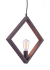 Zuo Modern Industrial Ceiling Lamp, 17.7" H, Rust Steel, Diamond Frame Pendant