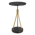 Uttermost 50066 Rosston Black Marble Accent Table with Brass Tripod Base
