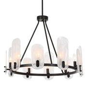 Uttermost 21381 Ellipse 10 Light Dark Bronze Chandelier with White Swirl Glass Shades