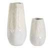 Uttermost Rustic Modern Blend White Caramel Textured Design Echo Ridge Vases, Set of 2