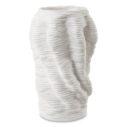 Uttermost 18151 Stratified Matte White Vase with Layered Organic Ring Design