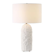 Uttermost 30393-1 Vieste White Table Lamp with Sandstone Base and Antique Brass Accents