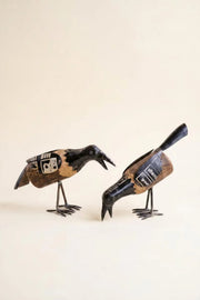 recycled metal crows